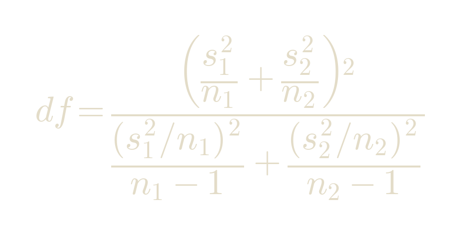 Welch–Satterthwaite degrees of freedom formula